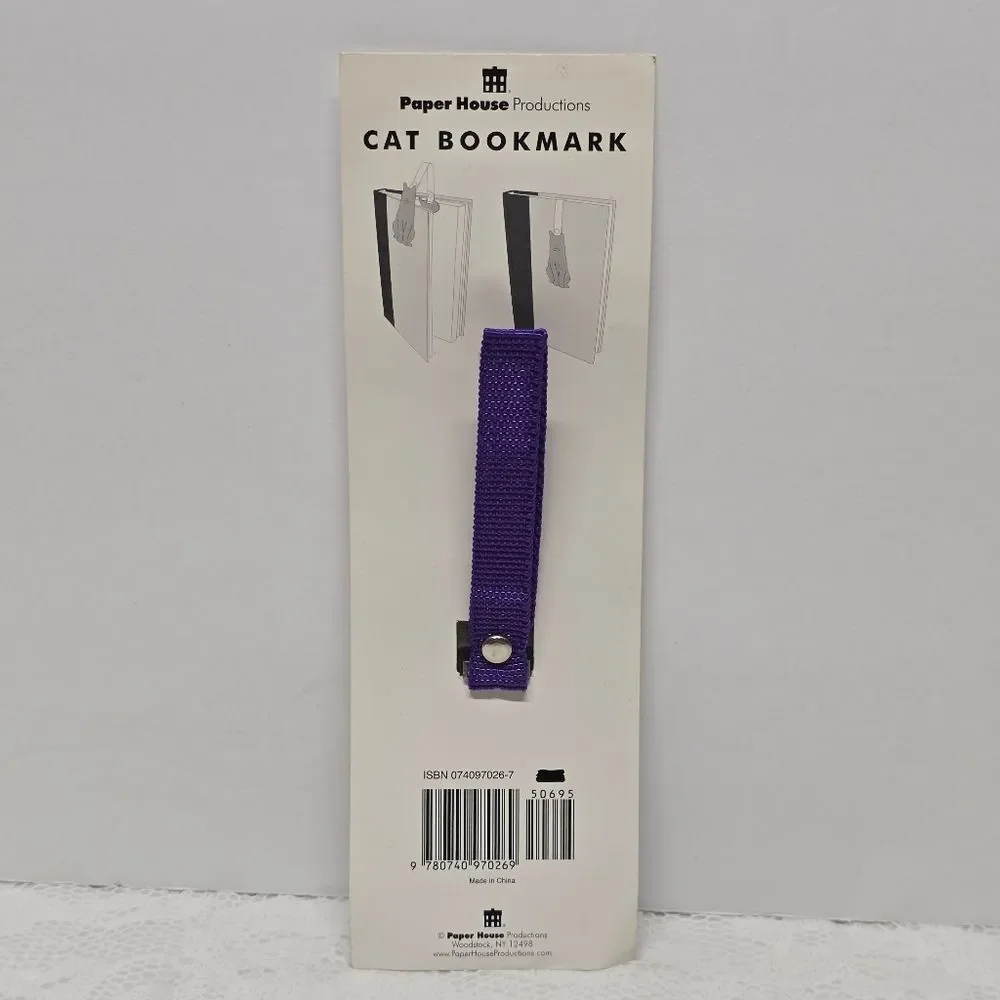 Pewter Cat & Fish Bookmark with Purple Ribbon Perfect Pet NWT